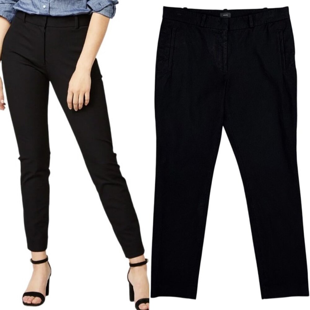 JOSEPH in Gabardine Stretch New Eliston Mid-Rise Ankle Trousers Pants in Black